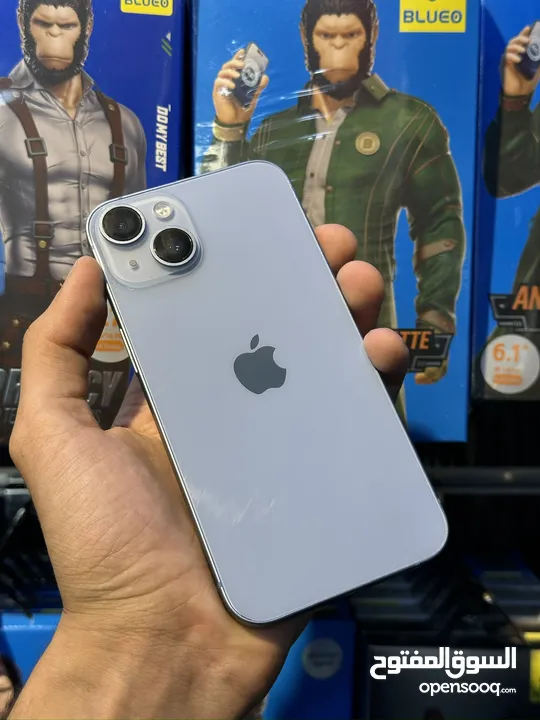 Iphone 14 مستعمل بحالة الوكالة مو مفتوح او مغير اي قطعة مساحة 128GB بسعر حرقق