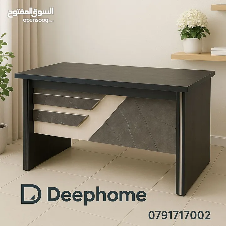 اختر مكتبك بعناية من تشكيلة Deep home الأنيقة، تصميم عملي، خامة فخمة، ومساحات تخزين تريح بالك! مكاتب