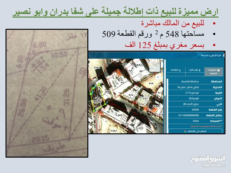 ارض للبيع في ابو نصير بسعر مغري بداعي السفر