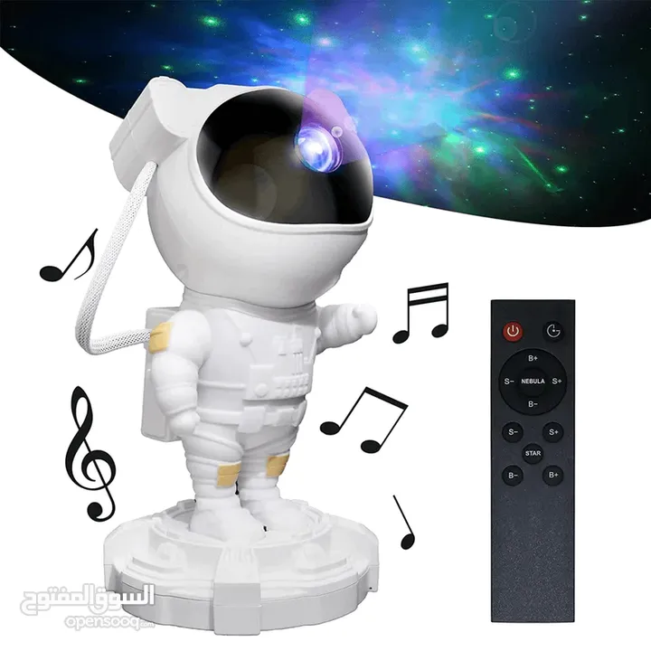 بروجيكتر رجل الفضاء مع نجوم واللوان جميلة مع مويسقى Astronaut Night Light Projector with Music