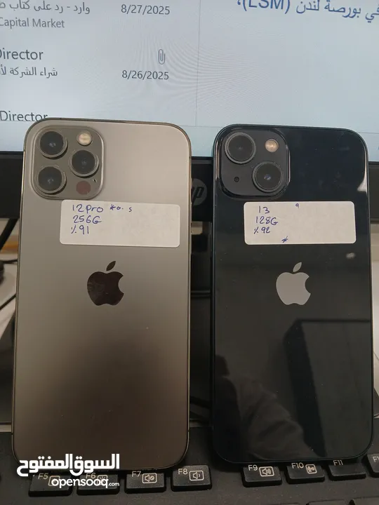 ايفون 13 عادي 128 جيجا   ايفون 12 برو 256 جيجا   بطاريات 91%