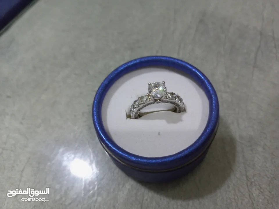 خاتم فضه اصلي لون ازرق