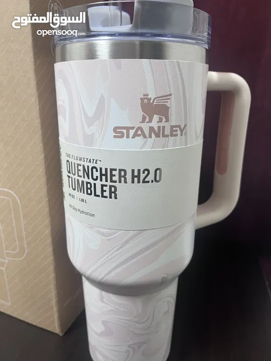 اصلي Stanley tumbler مطره ستانلي ، مع مصاصه (شلمونة)  Stanley Rose Quartz Swirl 40oz