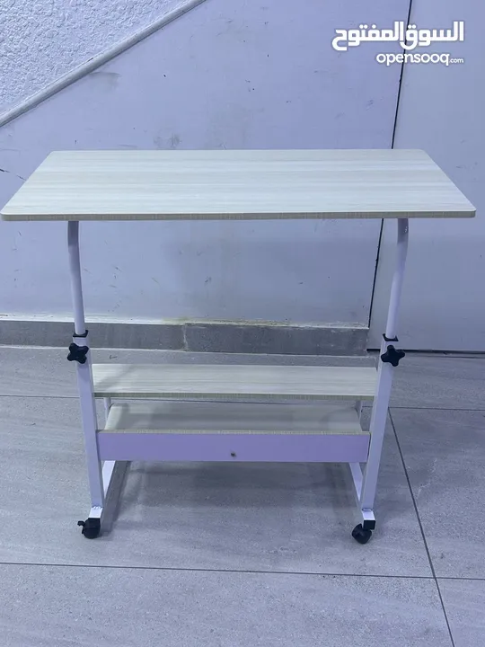 طاولة لابتوب طاولة متحركة مع رفوف قابلة لتعديل للارتفاع قياس 80*40 Laptop Tray Table Desk