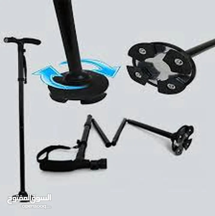 العكاز المريح رباعي الارتكاز سهلة الطي مع  صوت انذار عكاز عكازه عكازة