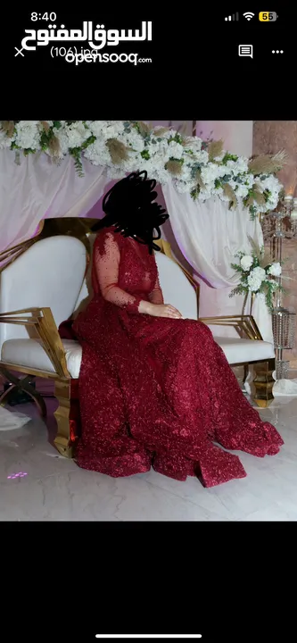 فستان خطبة جديد لون خمري على عنابي - احلى فستان ممكن تلبسيه