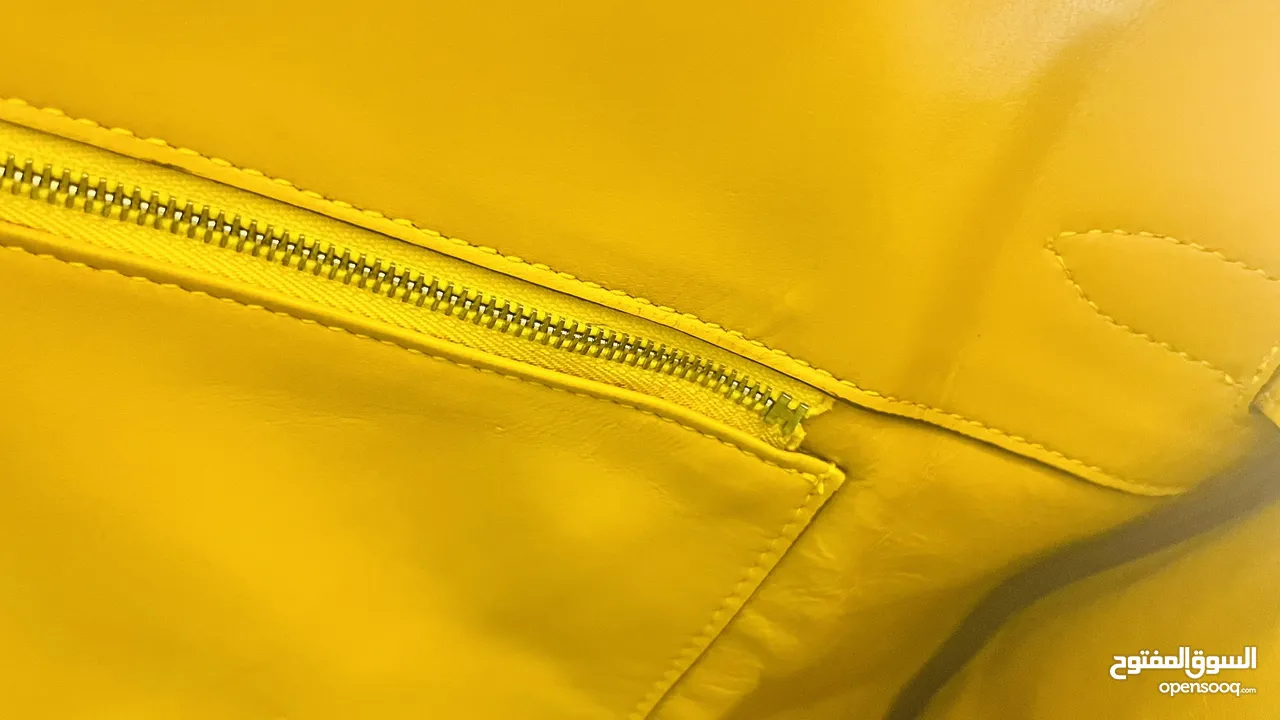 حقيبة اليد الفاخرة أصلية فرنسا ماركة هيرميس بيركن Hermes Jaune Ambre Birkin 35 Clemence  Leather Bag