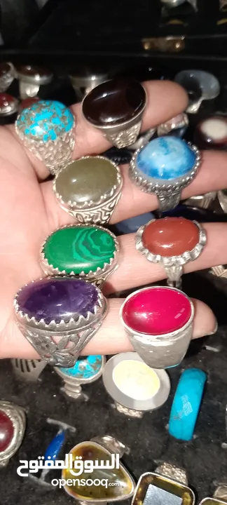 خواتم فضة مرصعة بأحجار كريمه اصليه