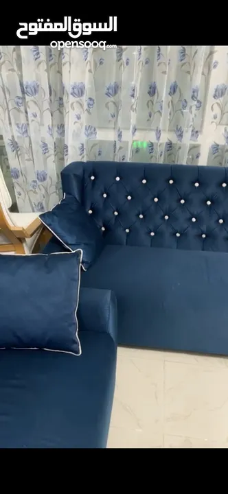 2 fancy dark blue sofas