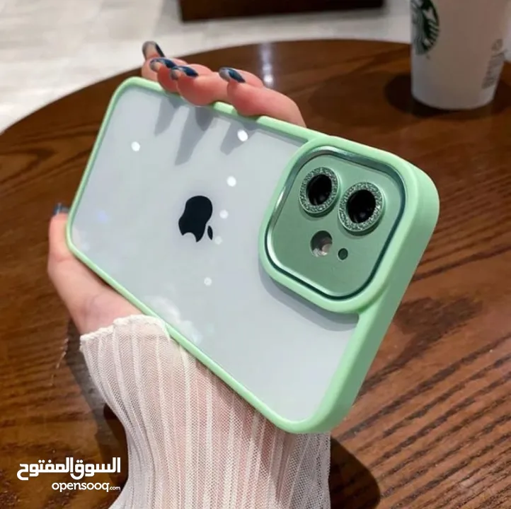 كفر فاخر شفاف ملون حواف مع بريق كميرا