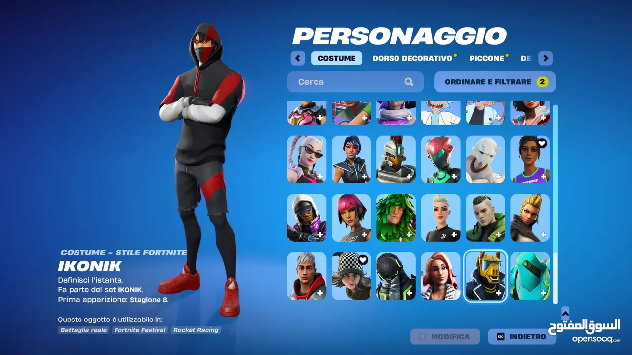 حساب فورت نايت يحتوي على سكن الآيكونك الحساب قابل للربط على جميع المنصات إكسبوكس، بلايستيشن، نينتندو