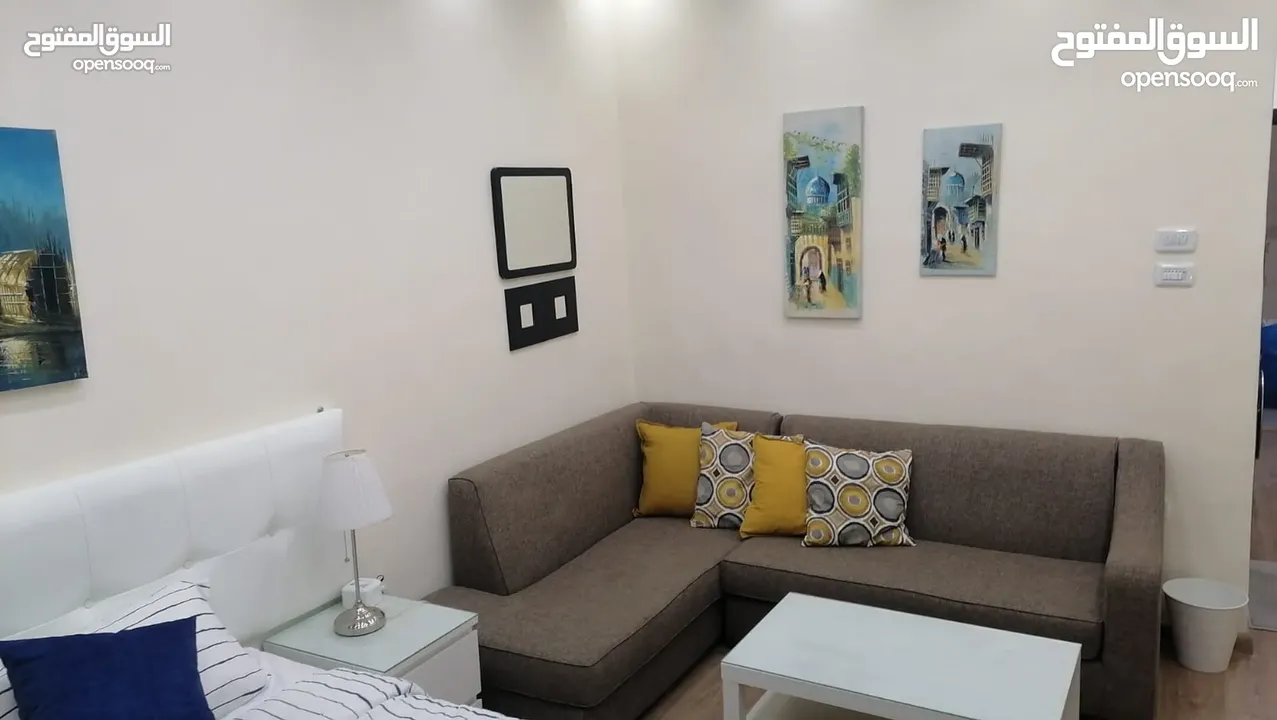 A very luxurious furnished studio for rent in Abdoun, near the exact specialty, opposite the Avenue