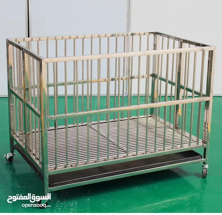High-quality stainless steel dog cage for small, medium breed dogs or puppies.