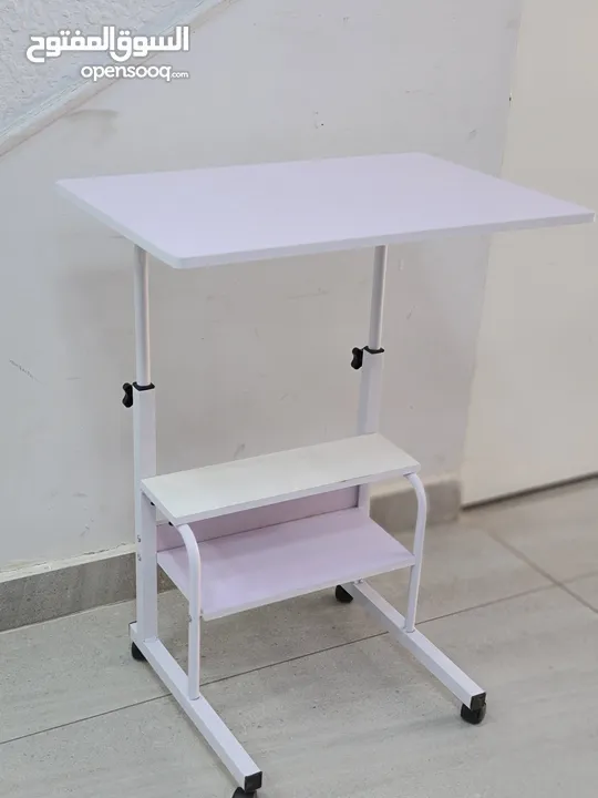 طاولة كمبيوتر عالية الجودة مع ارفف عجلات قابلة للتحريك لسرير أريكة مكتب * High Quality Folding Metal