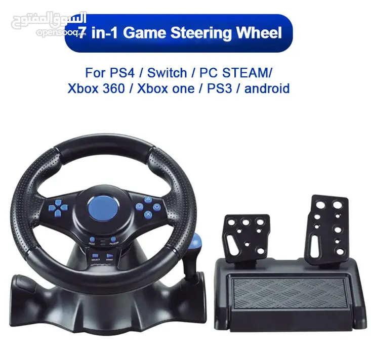 ستيرنغ ويل مقود سواقة مع بريكات لأجهزة الـ PC و البلايستيشن GT-V7 7 in 1 Steering