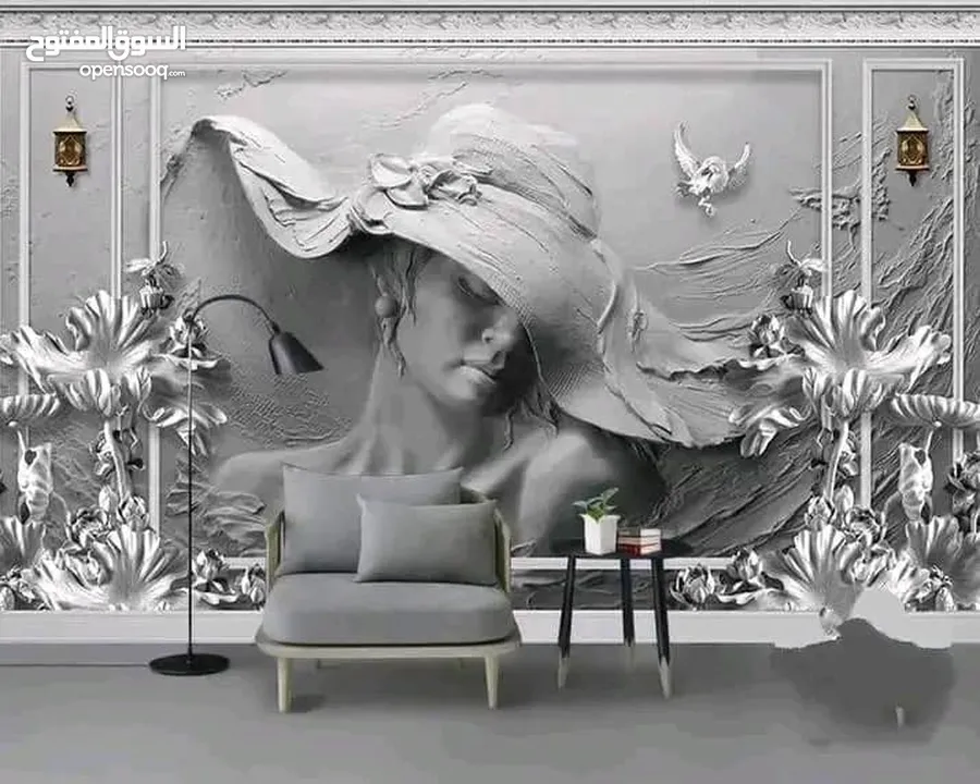ورق حائط ثلاثي الأبعاد نسيج الماني بأشكال عصريه مميزة مع وجود تصاميم تناسب جميع المواقع  متوفر شحن