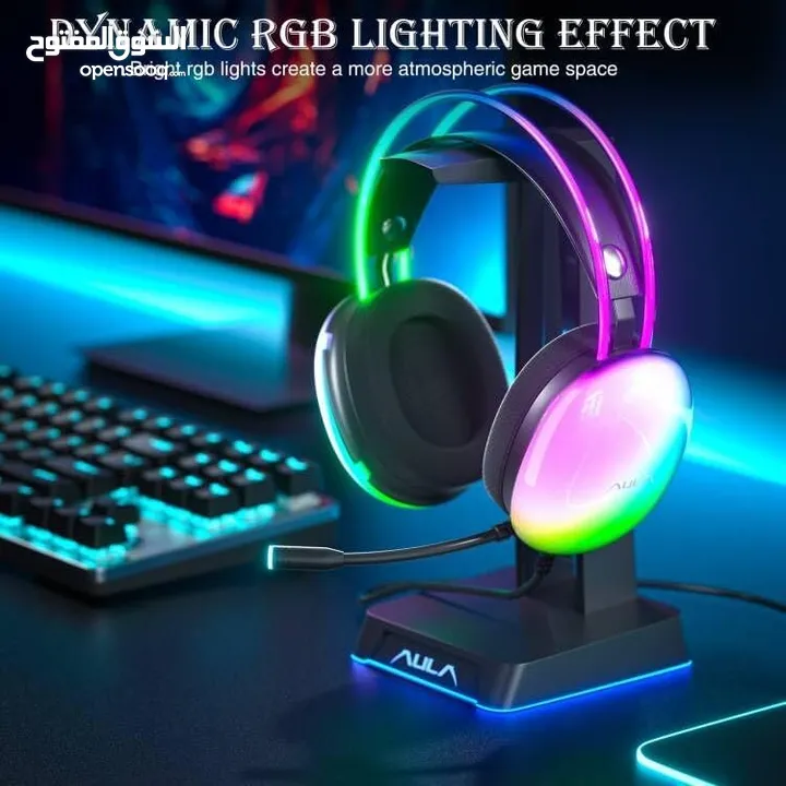 سماعات جيمنغ محيطية مضيئة أفضل الانواع  Aula Headset S505  Gaming RGB Lights OG