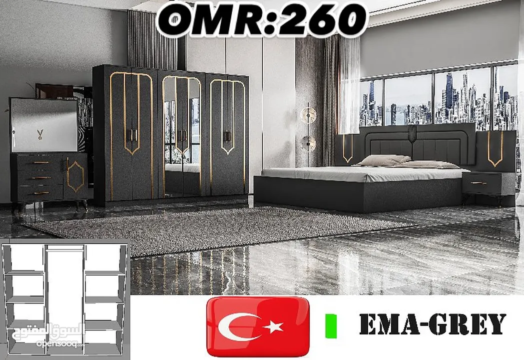 TURKEY BEDROOM SEY 7 PCS WITH MATTRESS WITH FITTING /غرف نوم مع دوشج مع ترکيب ۷ قطع