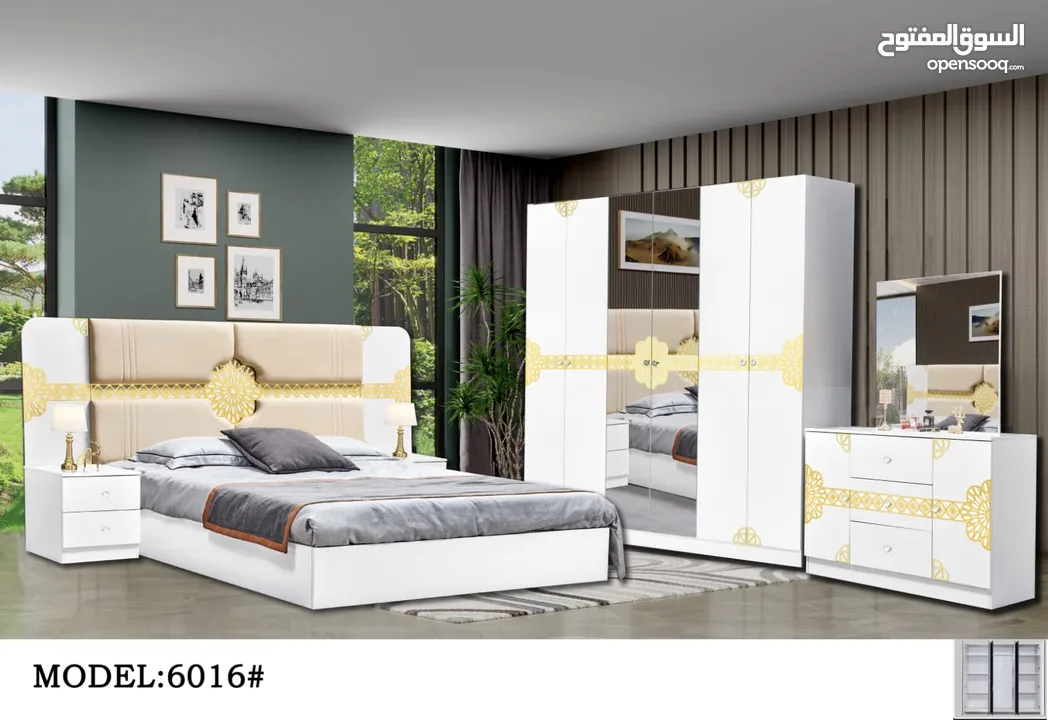 BEDROOM SET 7 PCS WITH MATTRESSS WITH FITTING/غرف نوم مع دوشج مع ترکيب ۷ قطع