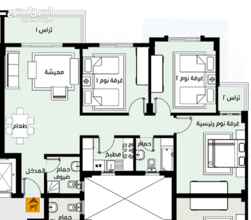 من المالك للبيع_بالتقسيط_من_المالك_مدينتي 3 غرف 2 حمام النموذج الذكي