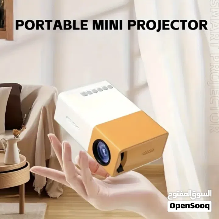 جهاز عرض LED صغير محمول، يدعم 1080P HD، مع جهاز تحكم عن بعد،