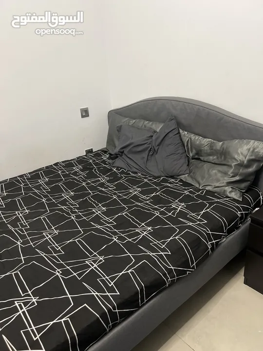 Queen bed ikea 6 months used with mattress with side bed table And sofa from ikea