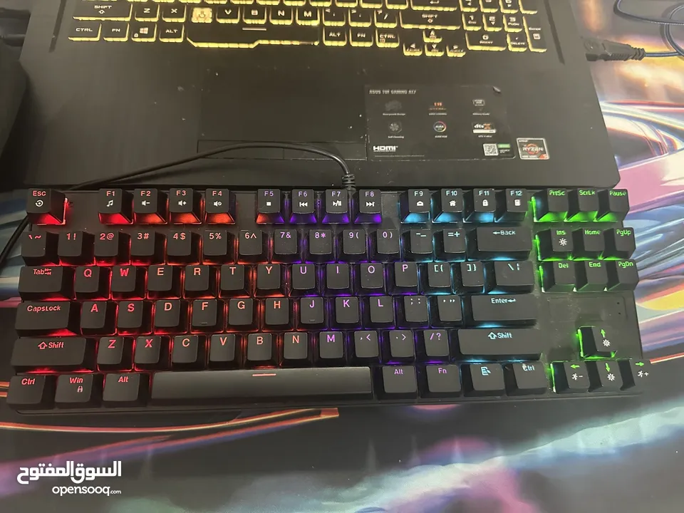 للبيع: لابتوب امريكيASUS TUF A17 + كيبورد ميكانيكي + ماوس جيمنج + سماعات + شنطة + ماوس باد طويلة