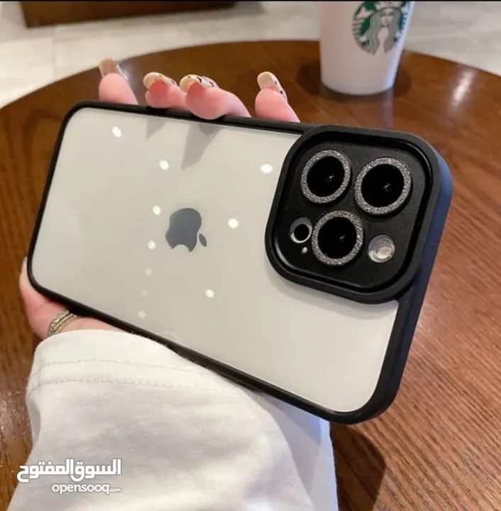 كفر فاخر شفاف ملون حواف مع بريق كميرا