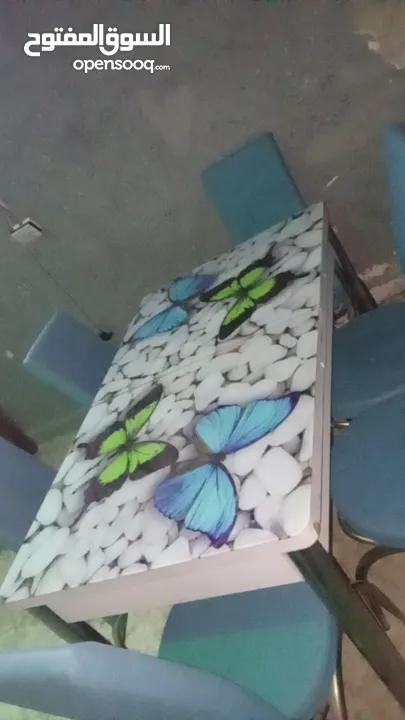طاولة قزاز سكريت مع 6كراسي جلد