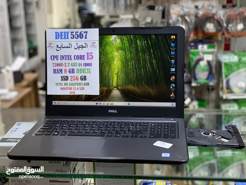 دل كور5 جيل 7 شاشه 15.6 FHD رام8ج هارد SSD 256 بضمان شهر ممتاز