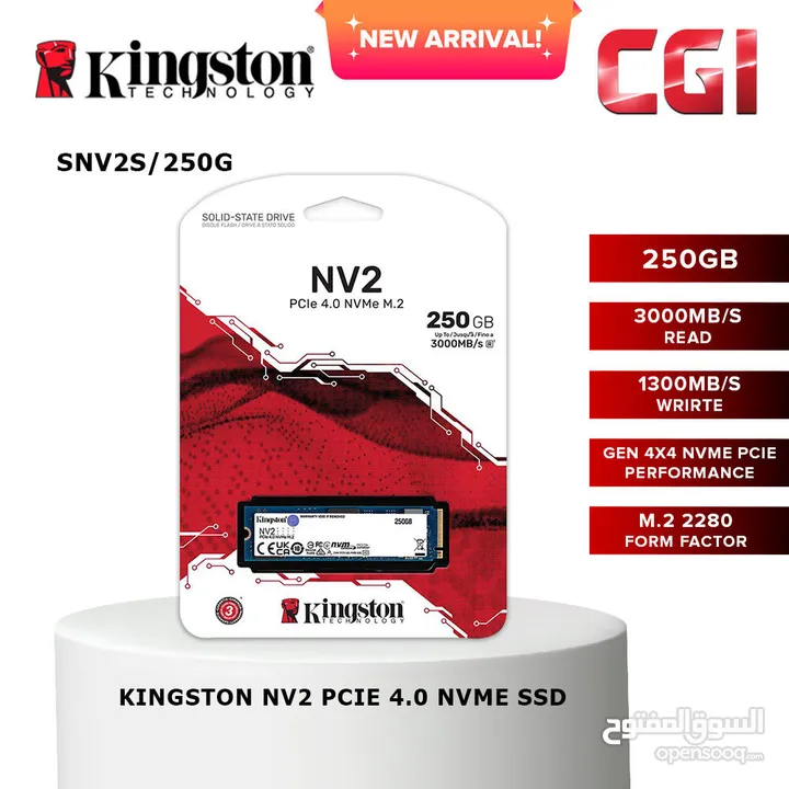 NV2 PCIE 4.0 NVME SSD 250G KINGSTONE هارديسك داخلي اسس دي  مطور للكمبيوتر بسرعة فائقة 