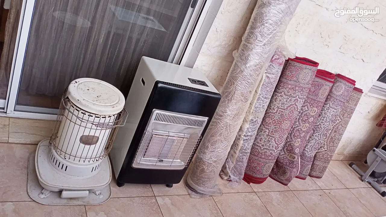 سجاد - صوبة كاز -صوبة غاز - شاشة تلفزيون حجم وسط - غسالة اوتوماتيك بيكو