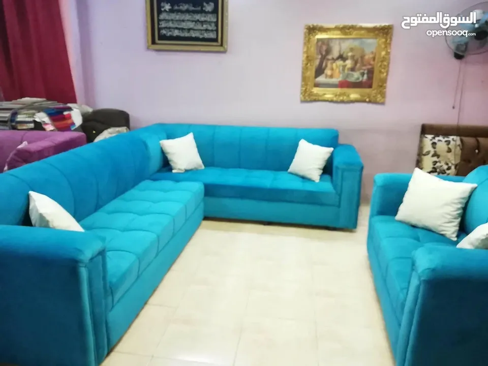 عرض خاص كورنر 9 مقاعد مع كنب مزدوجة + بفه + 7 مخدات