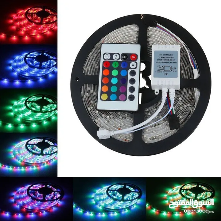 شريط إضاءة ملون 8 الوان مختلفة RGB 5 meters COLOR LED strip decoration light