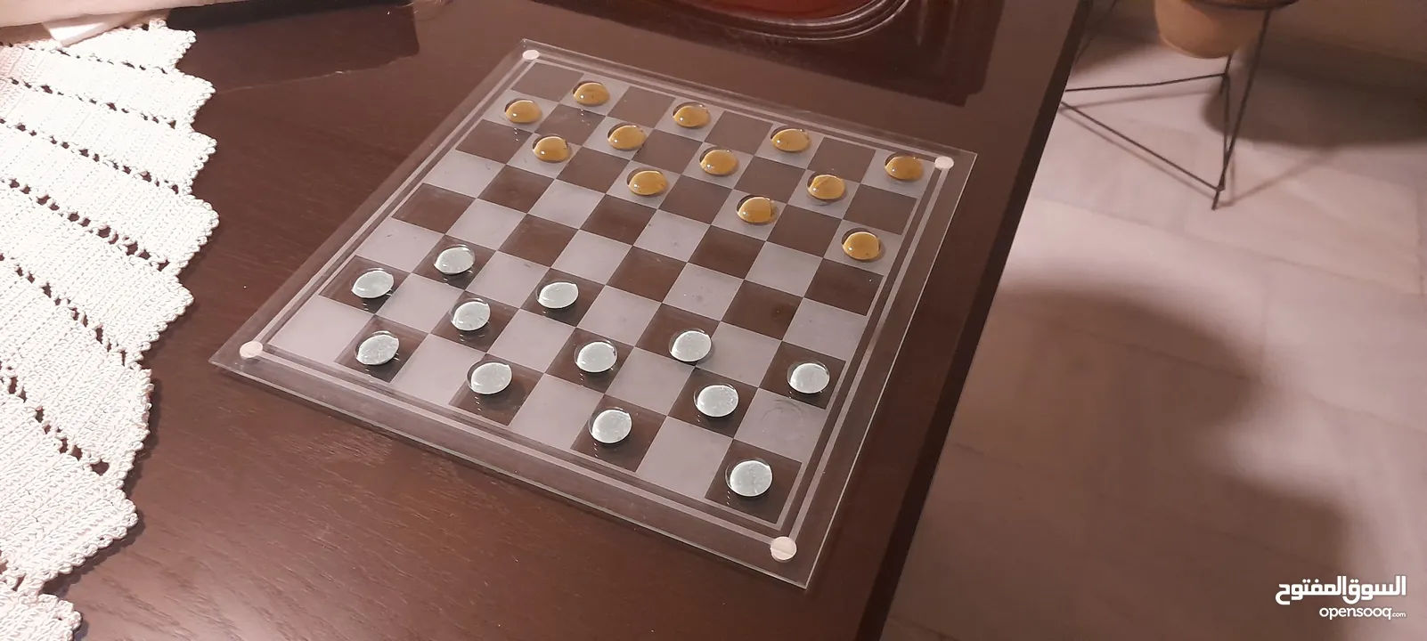 Glass Chess & Checkers  شطرنج و تشيكرز زجاجي
