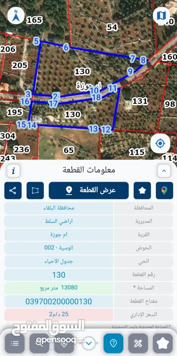 ارض للبيع / مزرعة مع اطلالة مميزة / منطقة قصور/منطقة الوسية -السلط / مساحة 13دونم/ من المالك  مباشرة