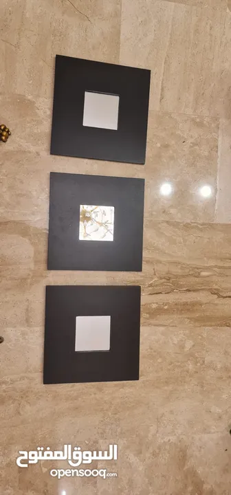 لوحات كبيرة الحجم مستطيلة (هوم سنتر)ومرايا (ايكيا)واباجور غرفة بنات (اشلي)ولوحات ديكورية