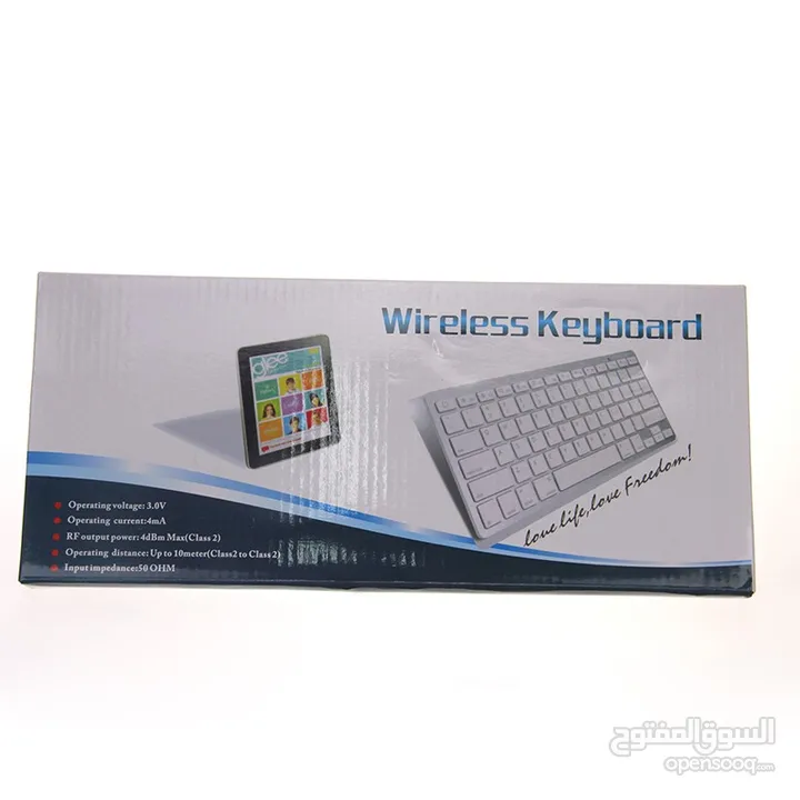 كيبورد لاسلكي . بلوتوث . حجم صغير  لون ابيض BLUETOOTH WIRELESS KEYBOARD WB-8022