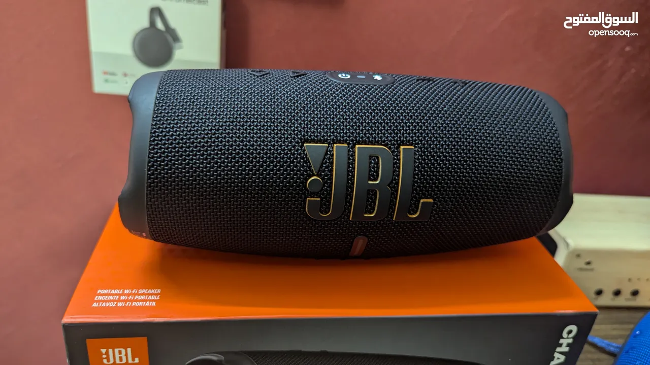 JBL Charge 5 Wi-Fi جديدا استعمل تجربه فقط النسخة الجديدا صوت JBL الأصلي الجريء مع صوت جهير عميق