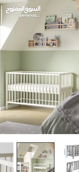 سرير اطفال (تخت) للبيع شبه جديد استعمال خفيف مع فرشه