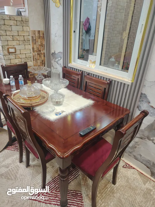 طاولة سفره 6 كراسي خشب زان ماليزي