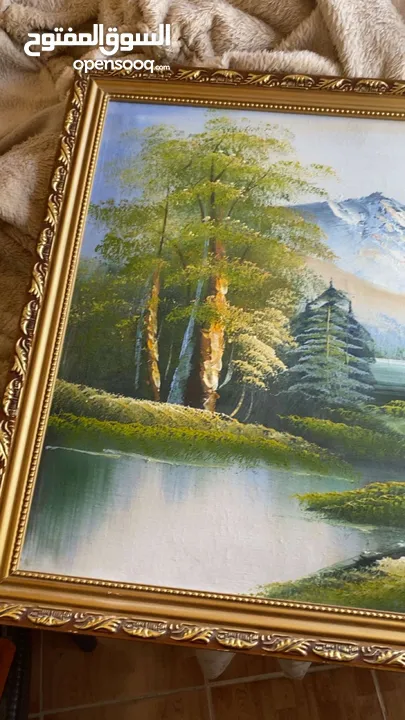 برواز عدد 2 بإطار ذهبي رسم يدوي بصورة طبيعية جميلة      00000000000000000000000000000000000000000000