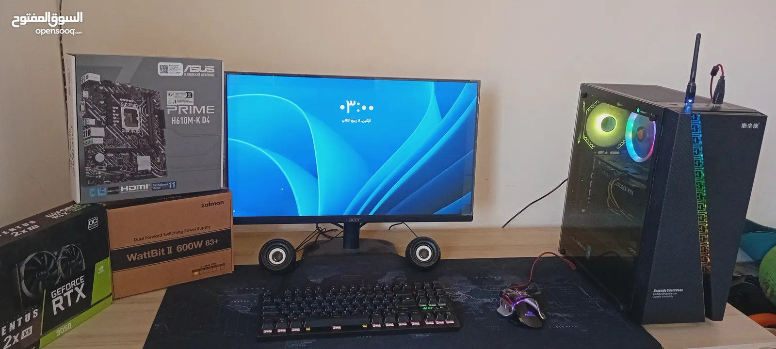 جهاز جيمنج ممتاز نضيف ومضمون مع جميع قطعو وأغراضو المواصفات بلوصف