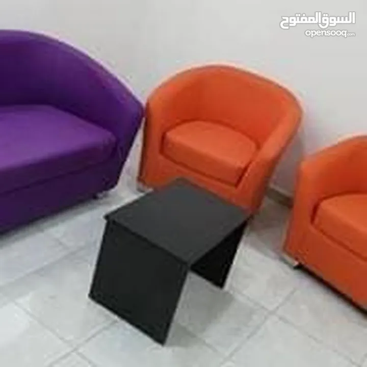 طقم كنب مكتبي مميز ارجل خشب 4مقاعد