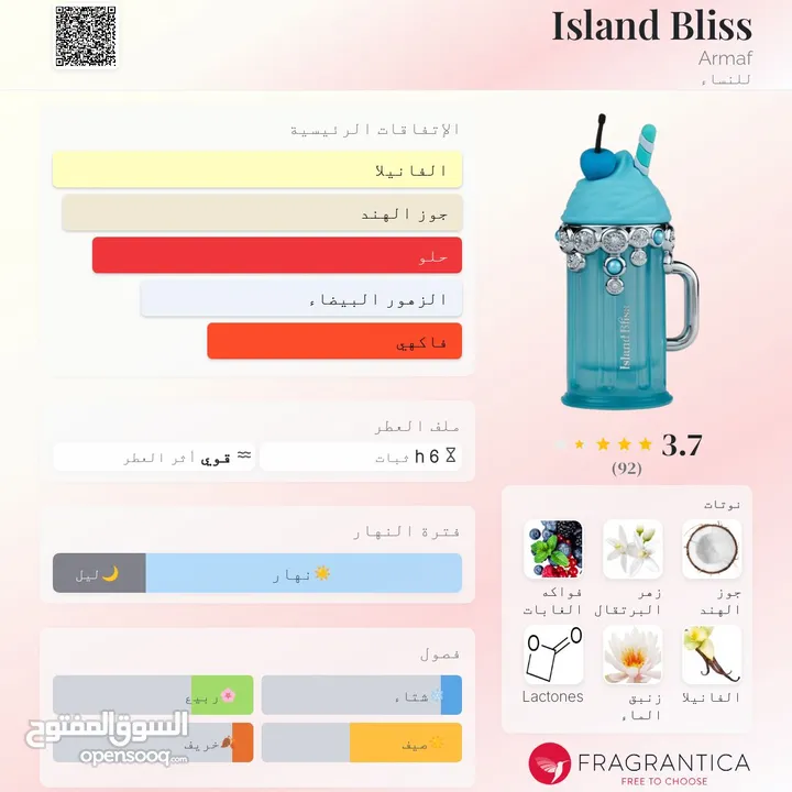 العطر النسائي المميز والفواح الجميل المنعش عطر ايسلاند بليس للنساء من ارماف