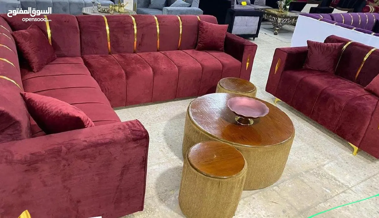 طقم كورنر خشب قراط ولاتيه مكفول سنتين اسفنج ضغط قماش وتر بروف. 6مخدات هدية  بفة لكل طقم كن