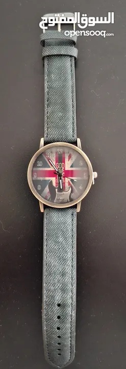 ساعة كلاسيك مع جيتار كهربائي وعلم بريطاني Electric Guitar British Flag Watch