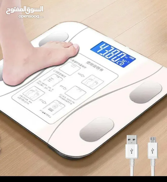 ميزان شخصي ذكي بلوتوث لقياس الوزن، الدهون، العضلات، العظام، المياه بالجسم.