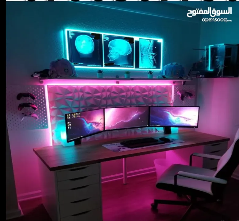 طاولات games مع اناره مخفيه تفصيل مع امكانيه اختيار اللون اللي بناسبك