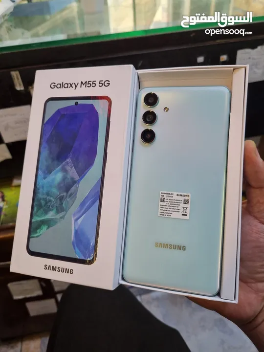 مستعمل ايام Samsung M55 5G رام 16 جيجا 256 أغراضة والكرتونه الأصلية متوفر توصيل